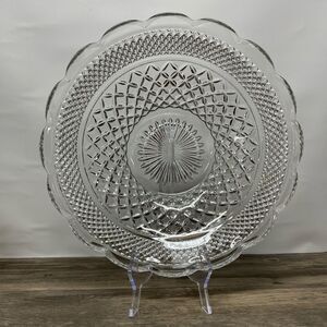 Vintage 1960s–70s Anchor Hocking Wexford Glass Scalloped Torte Plate 14”‎ Clear